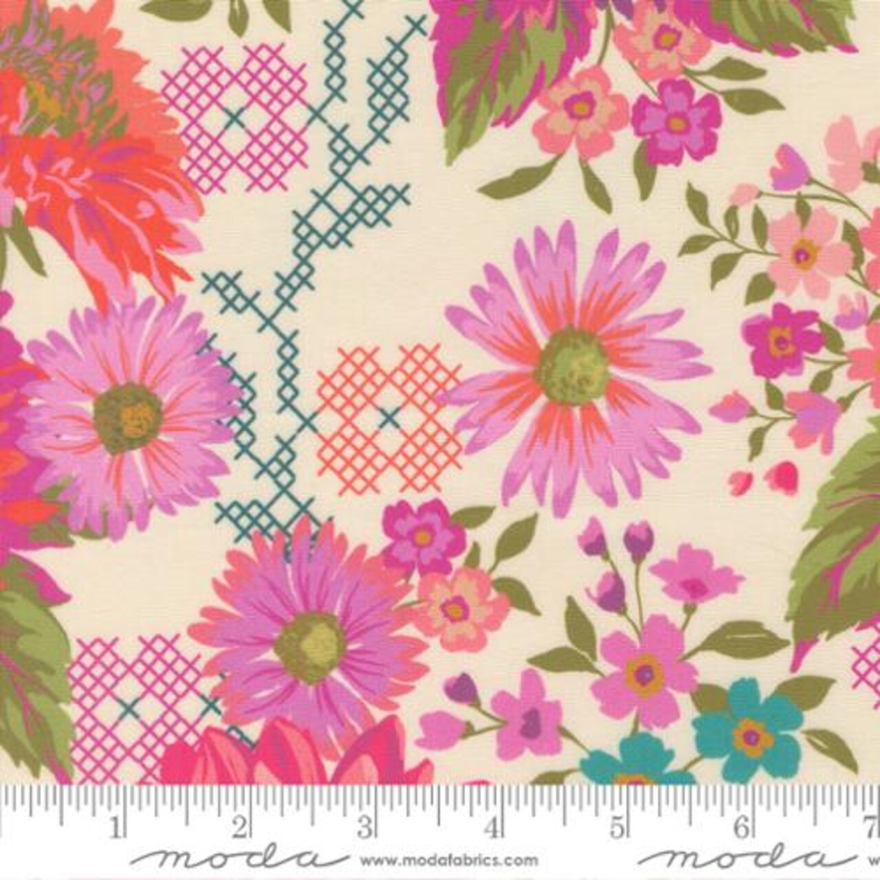 Fabric Moda Cream Happy Blooms Parlor by the Quarter Yard 11960-11